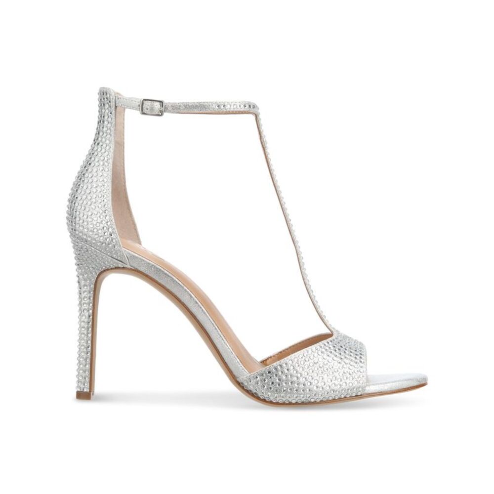INC Womens Silver Embellished Firah Round Toe Stiletto Heeled Sandal 6 M - Picture 2 of 4